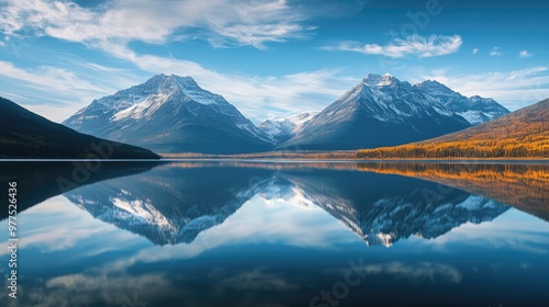 Mountain Range Reflected in the Still Waters of a Lake