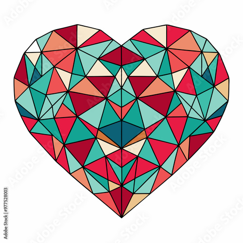 heart made of colorful triangles