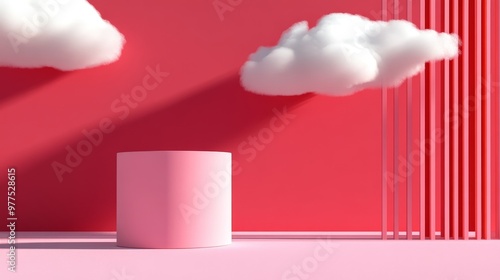 Wallpaper Mural The background of a pink plinth is a cloudy background with an oval table. It is a backdrop for a product display on a podium. Torontodigital.ca