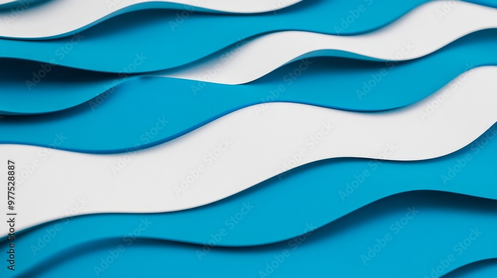 3D undulating lines made of blue and white. Multicolored 3D render. 3D undulating lines made of blue and white. Multicolored 3D render.