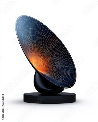 A futuristic black satellite dish design with an abstract gradient, symbolizing technology and communication. photo