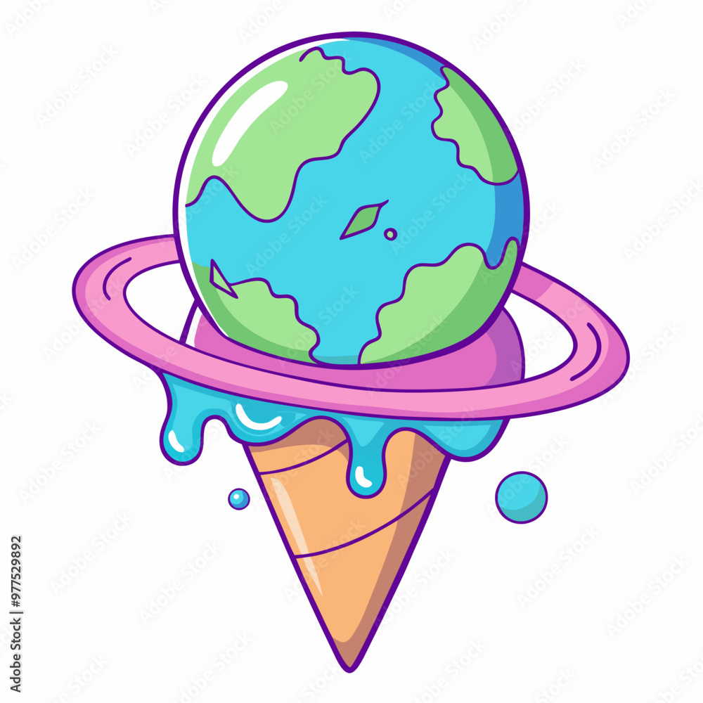 a planet shaped like an ice cream scoop melting a planet shaped like an ice cream scoop melting