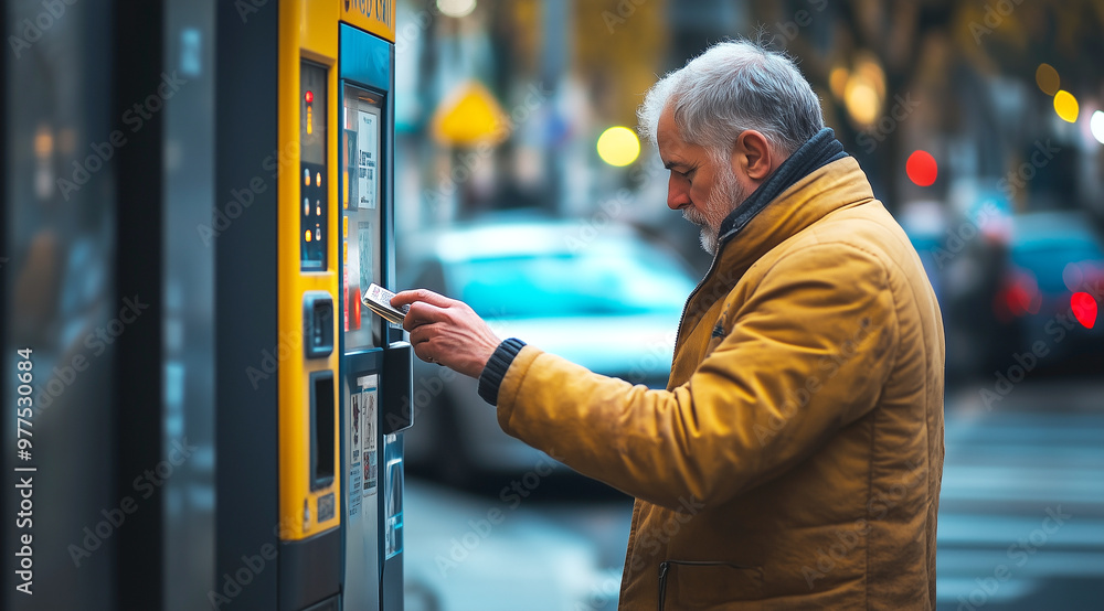 A man touching the display screen paying the charging fee for his electric vehicle at the charging station. Generative AI. A man touching the display screen paying the charging fee for his electric vehicle at the charging station. Generative AI.