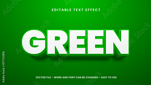 Editable text effect with green 3D style