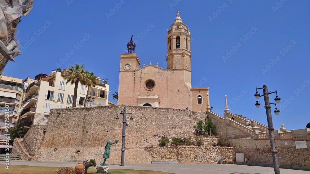 Obraz premium Église de Sant Bartomeu et de Santa Tecla, Sitges, Espagne, Catalogne, province de Barcelone.