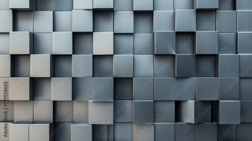 Abstract Gray Cube Wall