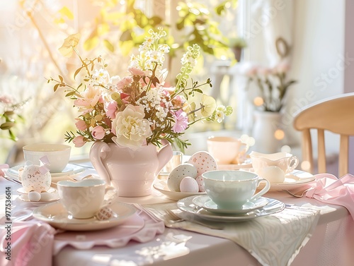 table setting with flowers