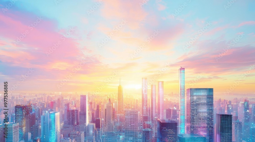 Capture a futuristic cityscape at sunset, showcasing sleek skyscrapers and neon lights for a high-tech brand Capture a futuristic cityscape at sunset, showcasing sleek skyscrapers and neon lights for a high-tech brand