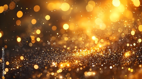 Golden Glitter Lights Bokeh Abstract Background