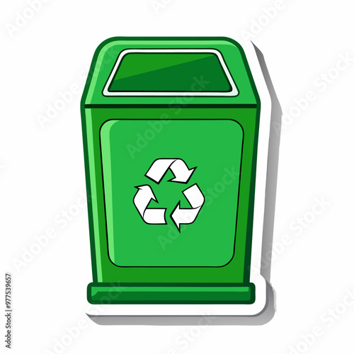 Green recycle bin sticker design on a isolated white background (9)