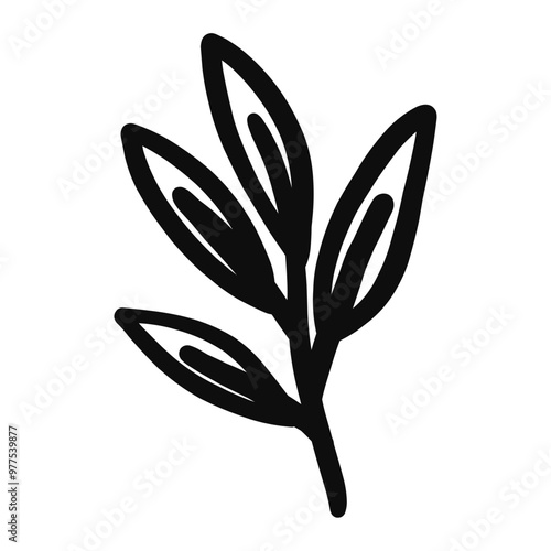 black and white flower Ebony Leaf Line