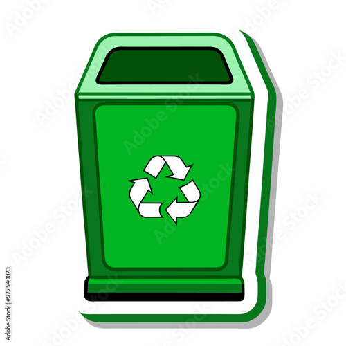 Green recycle bin sticker design on a isolated white background (18)