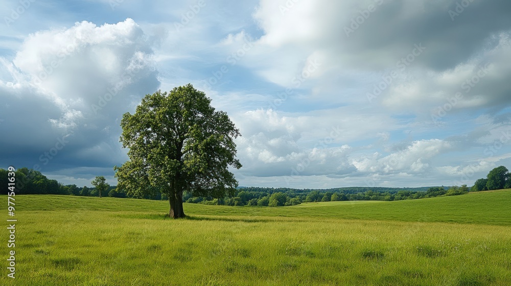 English Countryside. Peaceful Landscape with Green Fields and Trees English Countryside. Peaceful Landscape with Green Fields and Trees