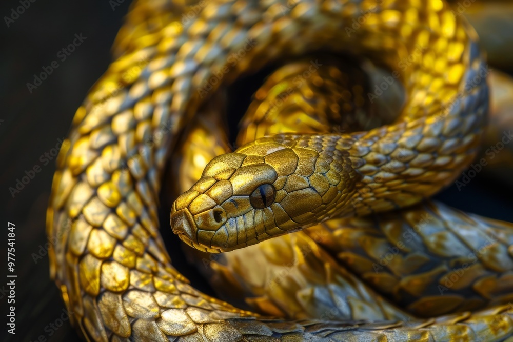 A gold snake with a gold head and a gold body A gold snake with a gold head and a gold body