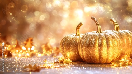 Golden Pumpkins, Autumn Sparkle, Fall Background
