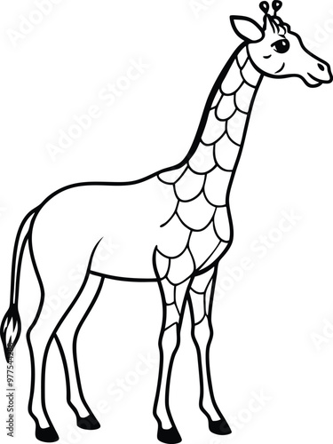 Modern giraffe logo icon line art vector illustration with sleek line drawing and simple logo design photo