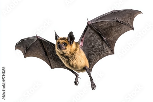 Animated bat vampire flying in the air with wings isolated on transparent background, Halloween festive elements, Vampire animal, with generative AI. photo