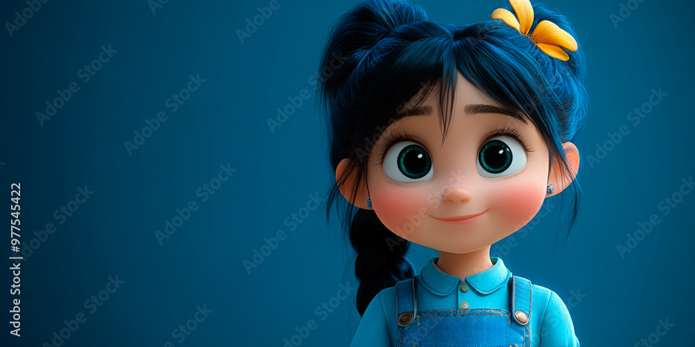 Charming animated girl with a watering can, standing by flowers against a teal backdrop, perfect for children’s educational content, gardening promotions, or eco-friendly campaigns. Charming animated girl with a watering can, standing by flowers against a teal backdrop, perfect for children’s educational content, gardening promotions, or eco-friendly campaigns.