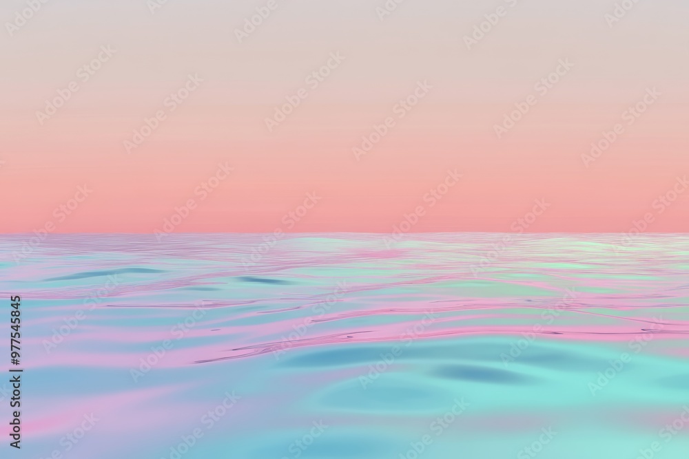 Stock illustration of a colourful bright sundown sky with wavy blue seas and a blue wavy sea on a blue background Stock illustration of a colourful bright sundown sky with wavy blue seas and a blue wavy sea on a blue background