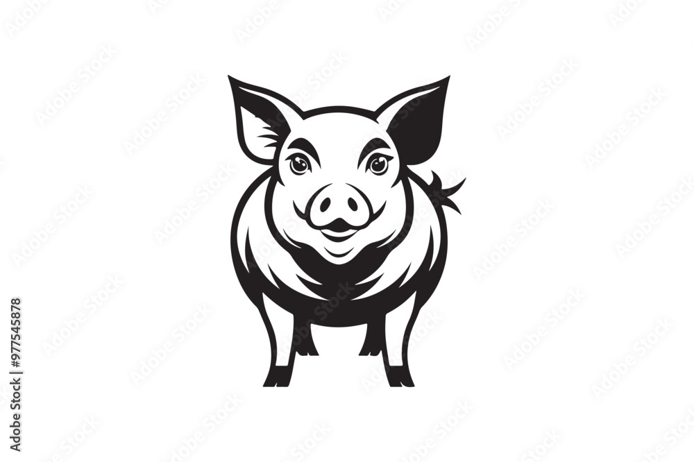 Pig line art silhouette vector illustration, Pig line art silhouette vector, Pig line art Pig line art silhouette vector illustration, Pig line art silhouette vector, Pig line art