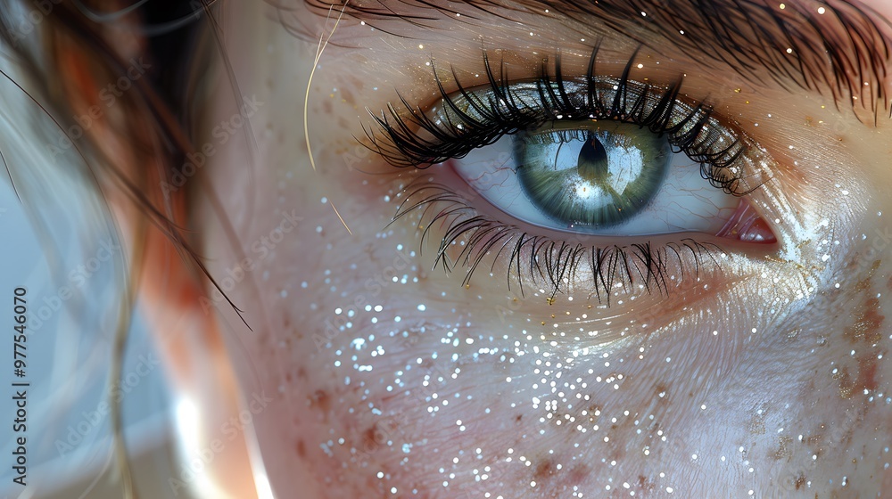 Highlight her eyes with detailed lashes. AI generated Highlight her eyes with detailed lashes. AI generated