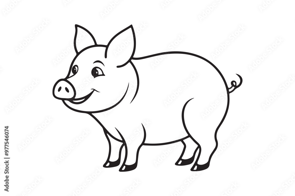 Fototapeta premium Pig line art silhouette vector illustration, Pig line art silhouette vector, Pig line art 