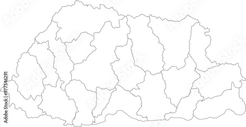 BHUTAN MAP with its administrative divisions and regions