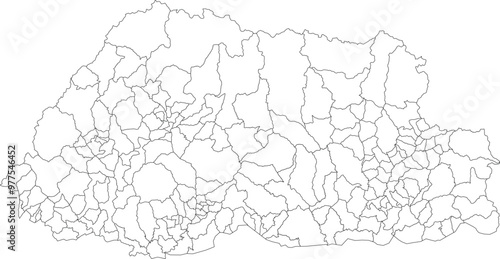 BHUTAN MAP with its administrative divisions and regions