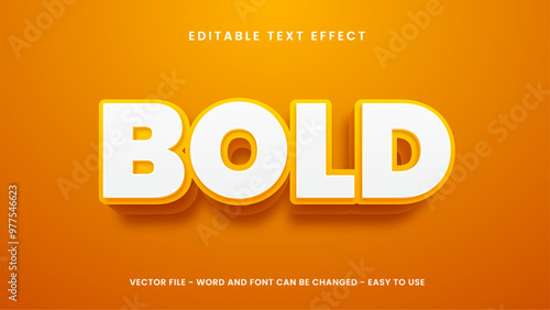Editable text effect with orange 3D style