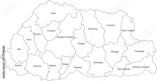 BHUTAN MAP with its administrative divisions and regions