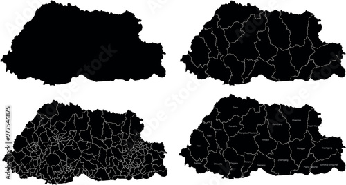 BHUTAN MAP with its administrative divisions and regions