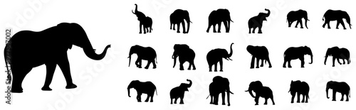 Wallpaper Mural elephant vector set of silhouettes. Torontodigital.ca