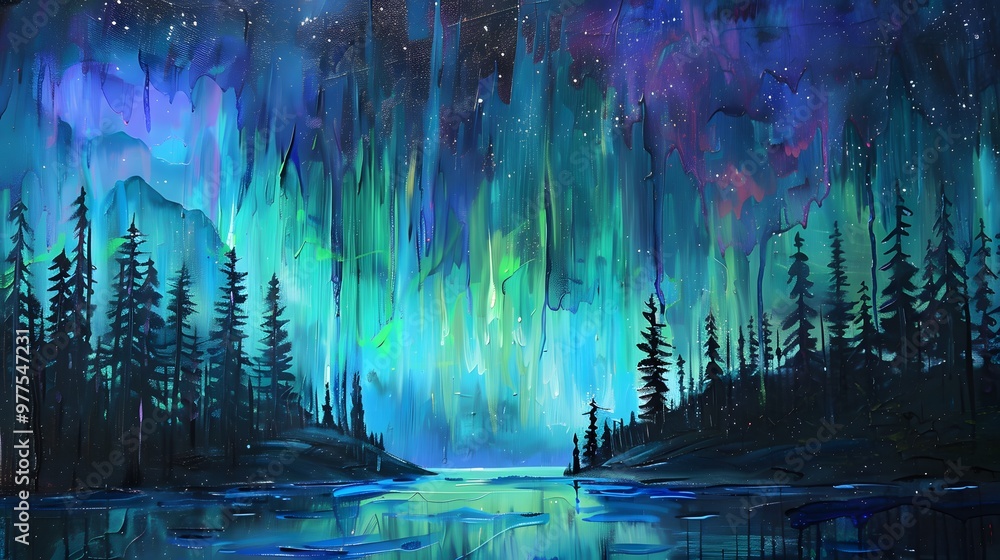 Aurora Borealis: A mesmerizing display of the Northern Lights dancing across the night sky in vibrant greens and purples.
Aurora Borealis: A mesmerizing display of the Northern Lights dancing across the night sky in vibrant greens and purples.
