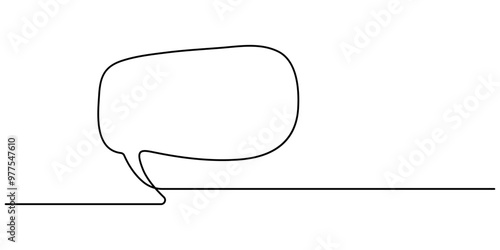 Continuous one single line drawing of speech bubble icon. Talk text box, feedback message box and comment vector, Speech Bubble Single Line Icon, One continuous line drawing of Speech bubble. Chat
