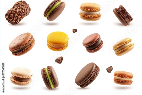 Wallpaper Mural Desserts falling with flakes or crumbs in the air, isolated on transparent background, sweet dessert concept, chip balls, cookies, and cupcakes. Torontodigital.ca