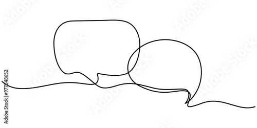 Continuous one single line drawing of speech bubble icon. Talk text box, feedback message box and comment vector, Speech Bubble Single Line Icon, One continuous line drawing of Speech bubble. Chat
