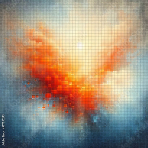 Abstract Orange and Blue pastle Textured Painting Background