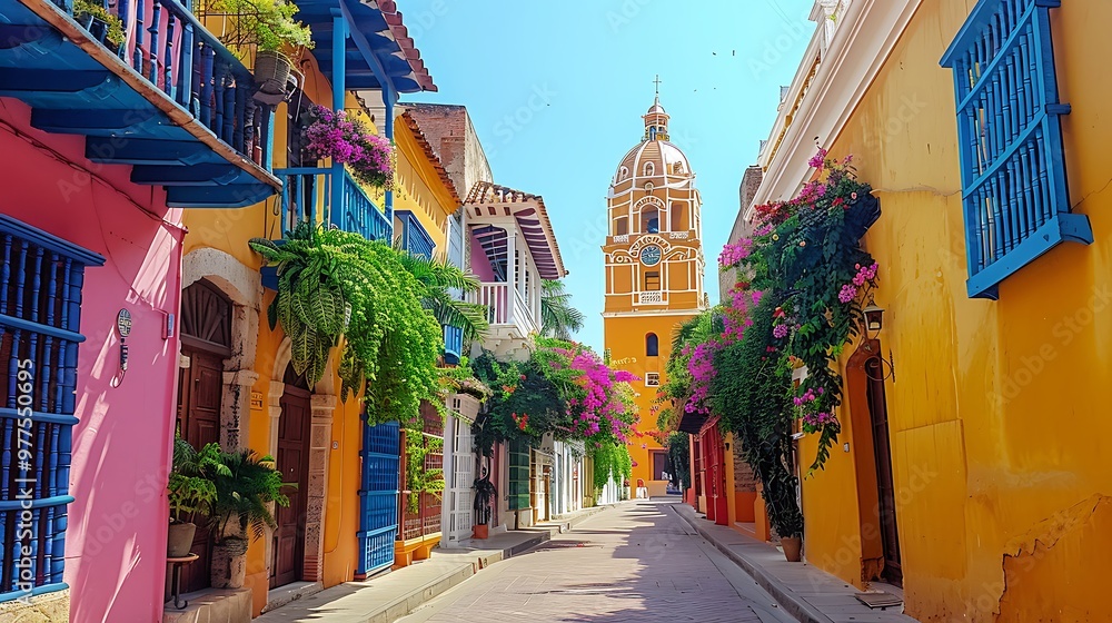 © Suthathip - Walking through the streets of Cartagena, Colombia, immerses you in a vibrant mix of colonial architecture, colorful houses, and lively plazas. The historic walled city, with its rich cultural © Suthathip - Walking through the streets of Cartagena, Colombia, immerses you in a vibrant mix of colonial architecture, colorful houses, and lively plazas. The historic walled city, with its rich cultural