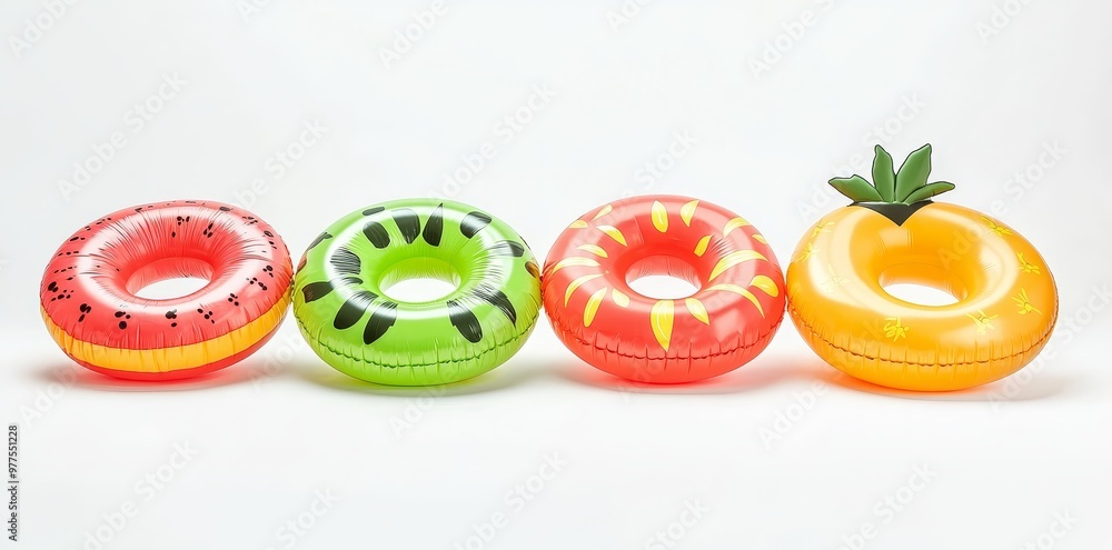 Isolated on white background, colorful swim inflatable ring or rubber ring, summer vacation concept. Isolated on white background, colorful swim inflatable ring or rubber ring, summer vacation concept.
