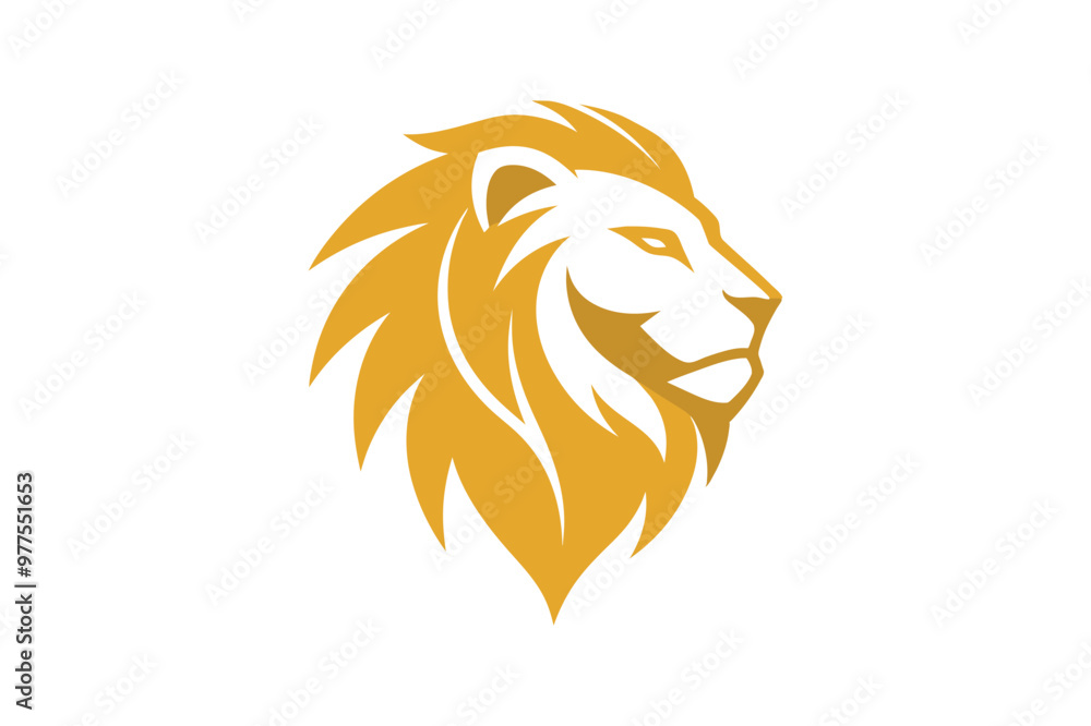 Fototapeta premium A golden lion head logo vector art illustration 