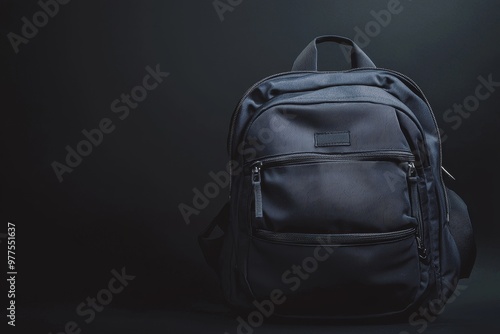 The smooth and elegant design of this black bag stands out against the dark background.