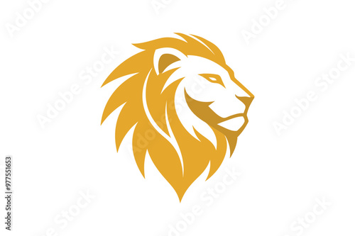  A golden lion head logo vector art illustration 