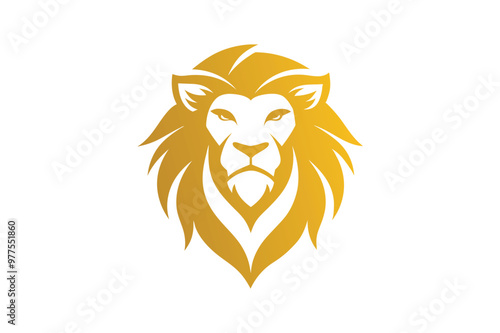  A golden lion head logo vector art illustration  photo