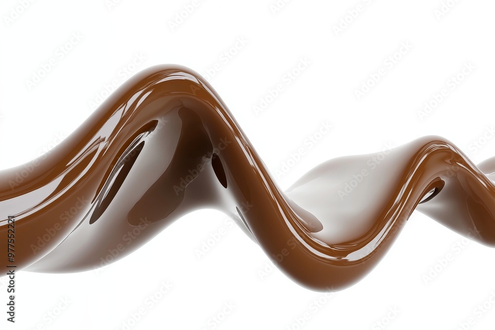 There is a swirl of dark brown chocolate, coffee, or cocoa liquid isolated on a clear transparent background, with little chocolate bubbles floating in the liquid fluid element. There is a swirl of dark brown chocolate, coffee, or cocoa liquid isolated on a clear transparent background, with little chocolate bubbles floating in the liquid fluid element.