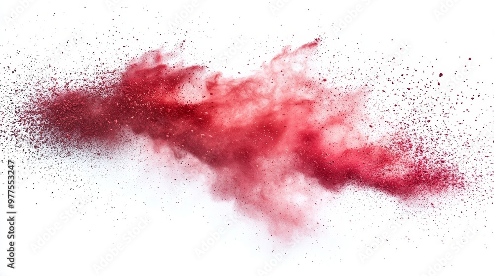 An explosion of red paint color powder against a transparent background, isolated. An explosion of red paint color powder against a transparent background, isolated.
