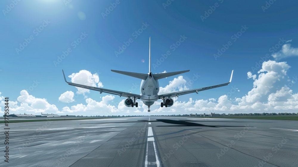 Obraz premium Airplane Landing on Runway