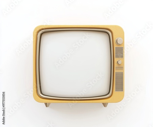 Cut out vintage old tv monitor with clipping path, retro television isolated on transparent background