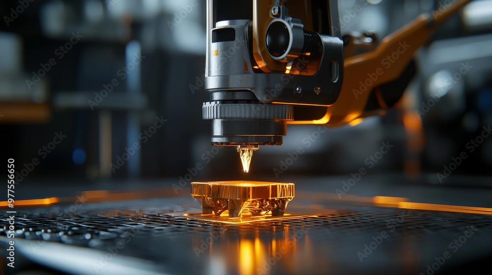 The manufacture of a detailed metal mechanical part using advanced manufacturing technology by 3D printing with Direct Metal Laser Sintering. The manufacture of a detailed metal mechanical part using advanced manufacturing technology by 3D printing with Direct Metal Laser Sintering.