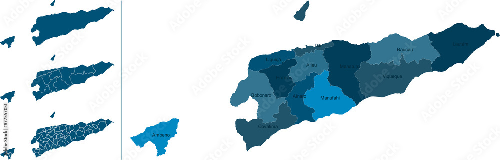 Fototapeta premium EAST TIMOR MAP WITH DIVISIONS MAP 2D ILUSTRATION WITH DIVISIONS COUNTIES STATES