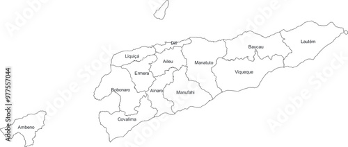 EAST TIMOR MAP WITH DIVISIONS MAP 2D ILUSTRATION WITH DIVISIONS COUNTIES STATES